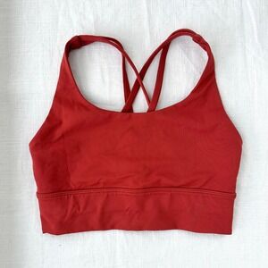 Lululemon Energy Longline Bra Sports Bra‎ Size 4 Red Rust Workout Activewear
